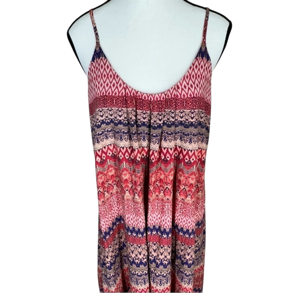 Marina Luna Maxi Dress S Red Boho Spaghetti Strap Summer Beach Cottage Vacation - Picture 3 of 10